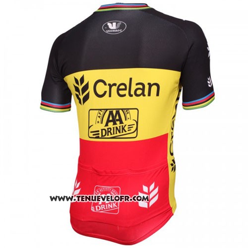 2016 Maillot Ciclismo Crelan AA Noir et Jaune Manches Courtes et Cuissard
